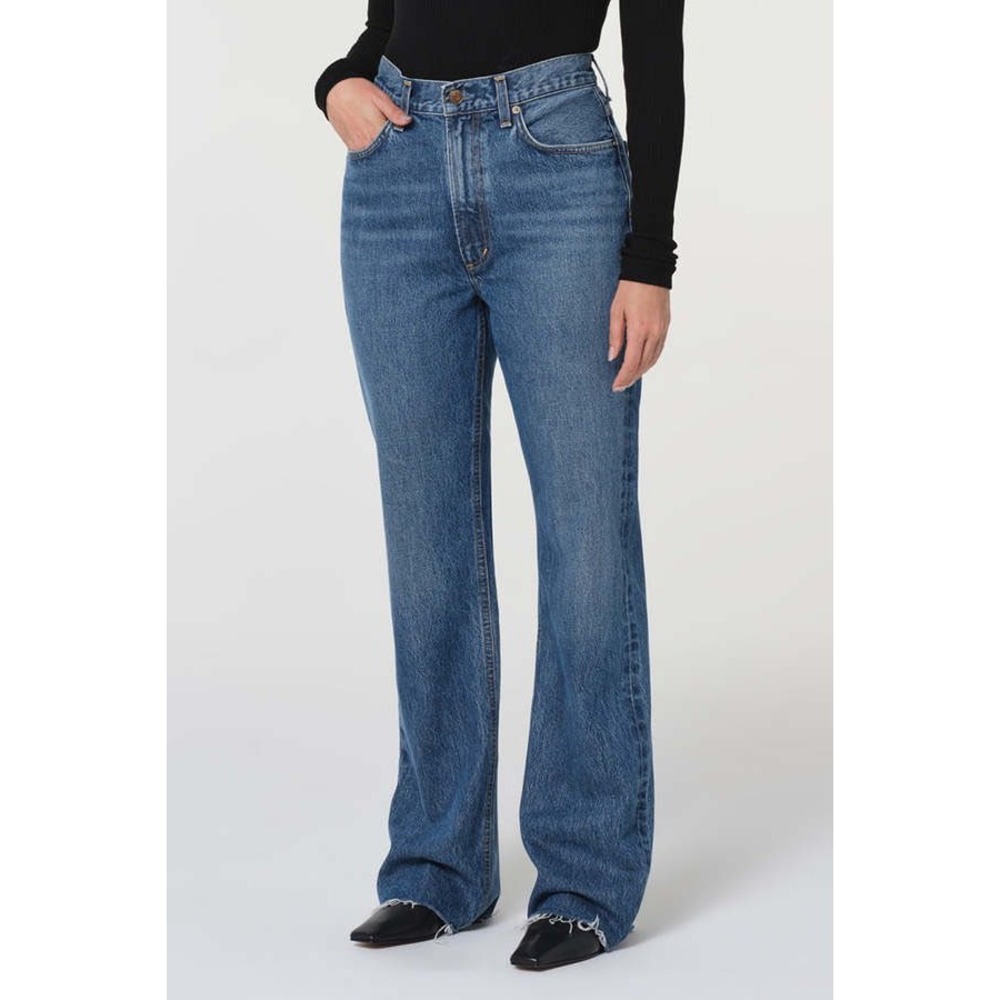 NWT AGOLDE Leena Jean Petite 27P Denim Baby Boot Cut 31" Raw Hem Anthropologie - Picture 2 of 14